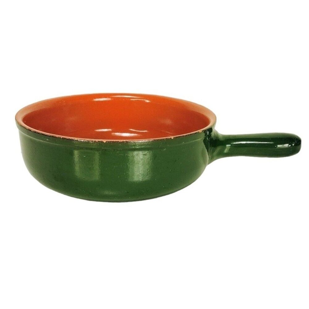 Terracotta Piral Albisola Cookware Saucier Pan Hunter Green Italy Italian 8.5